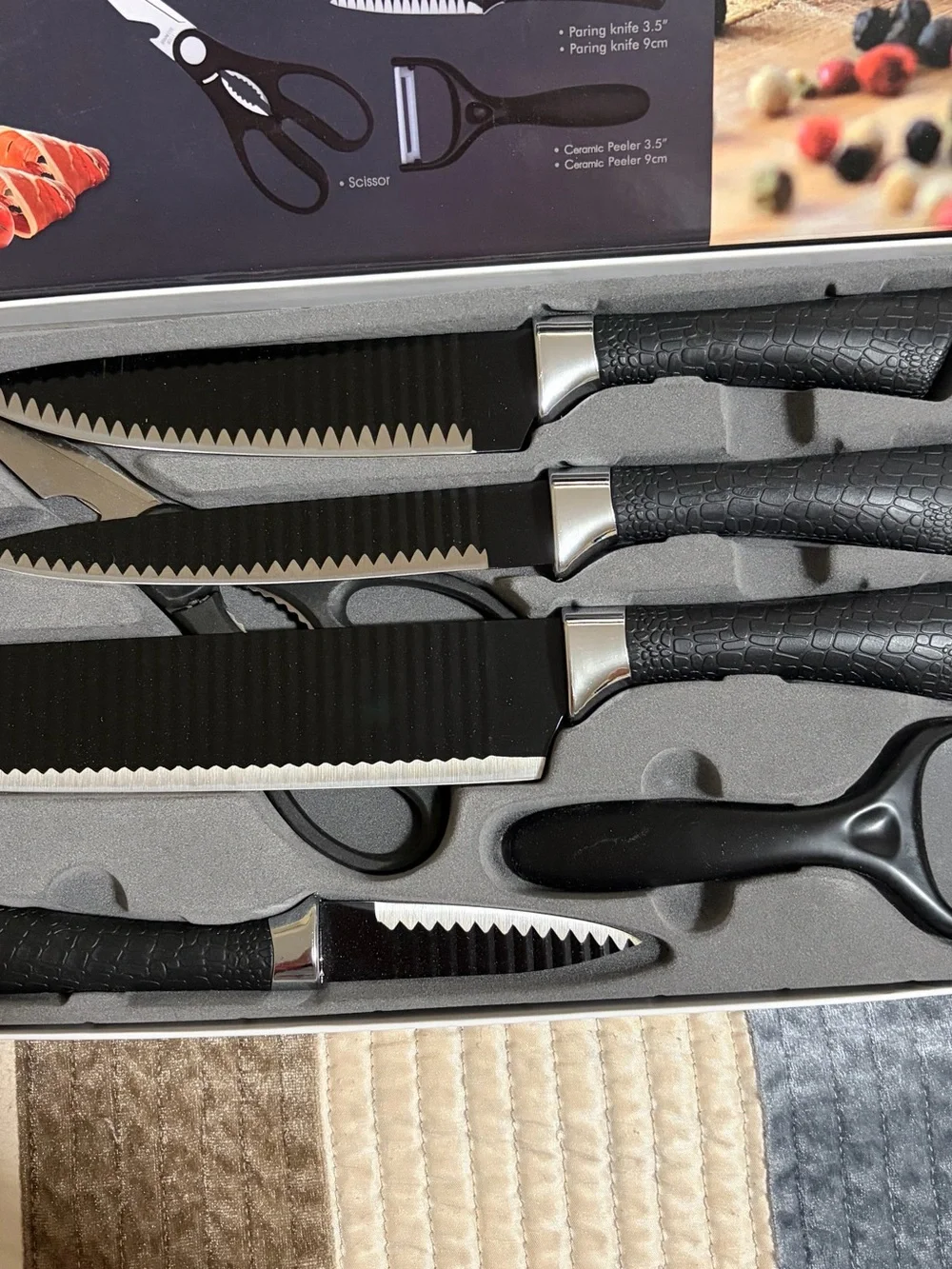 Source Unknown Black Kitchen Knife Set with Peeler & Scissors